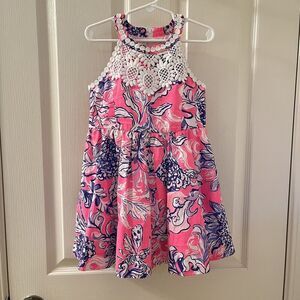 Lilly Pulitzer Little Kinley Dress Pink Tropics Sun Drenched Fit and Flare SZ 5
